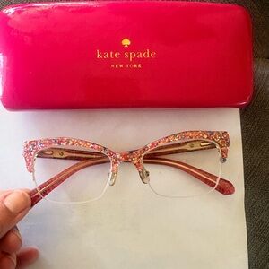 Kate Spade Multicolor Glitter Glasses with Pink and Orange Case